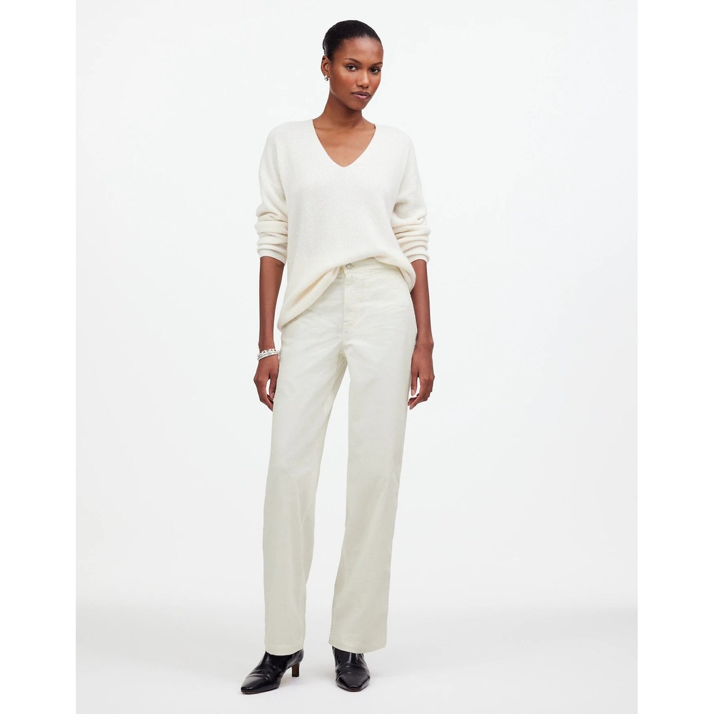 NWT Madewell Emmett Wide Leg Pant Corduroy Welt Pocket Edition Winter White 29
